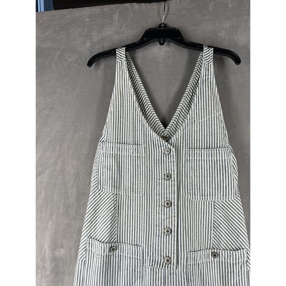 Free People Bendita Midi Dress Size Medium Stripe A-line V-neck Hickory Stripe - Picture 4 of 11